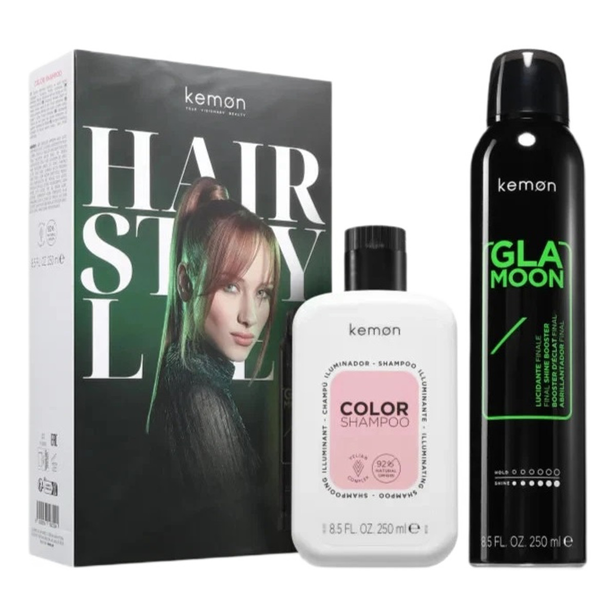 Kemon Color Glamoon Zestaw szampon do włosów farbowanych 250ml + nabłyszczacz w sprayu 250ml