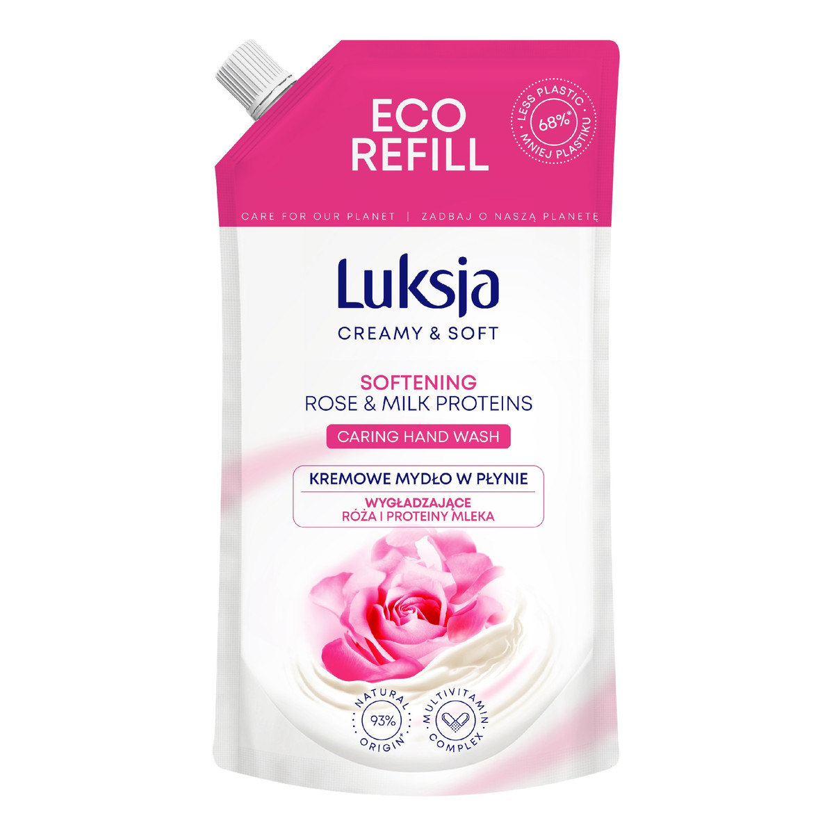 Luksja Creamy & Soft Wygładzające Kremowe Mydło w płynie Róża & Proteiny Mleka - zapas 400ml
