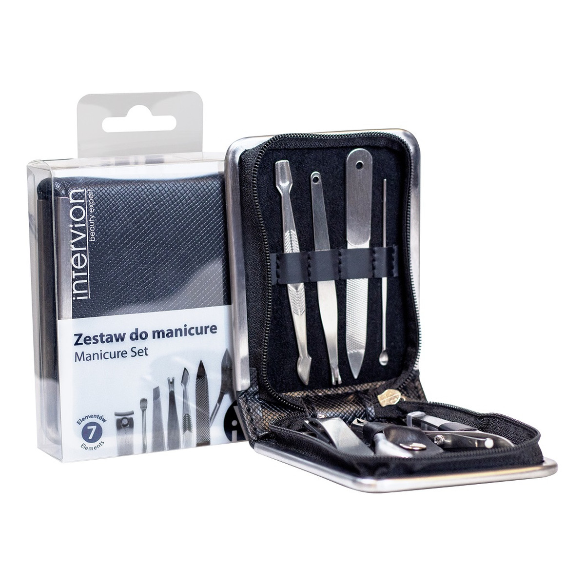 Inter-vion Black Leather Zestaw do manicure 7szt.