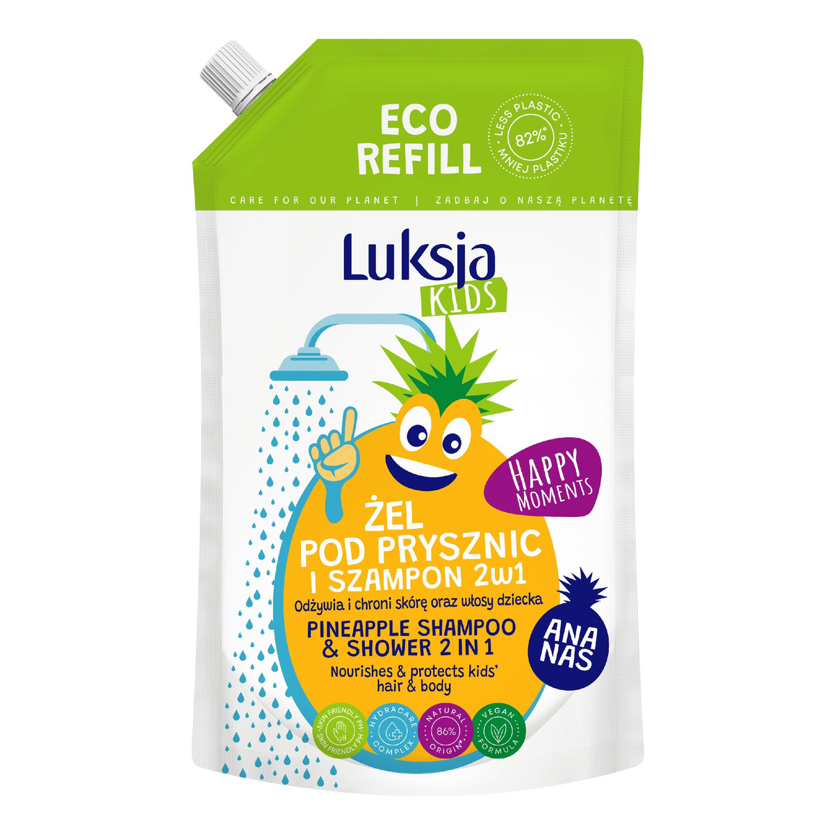 Luksja Kids Żel pod prysznic i Szampon 2w1 dla dzieci - Ananas zapas 750ml