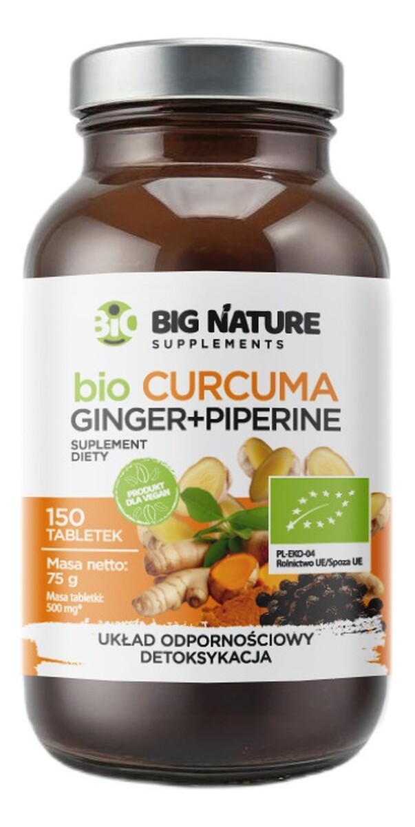 Bio curcuma ginger + piperine suplement diety 150 tabletek