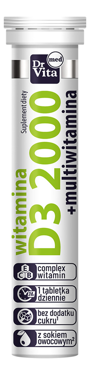 Witamina d3 2000 j.m z sokiem suplement diety 20 tabletek musujących