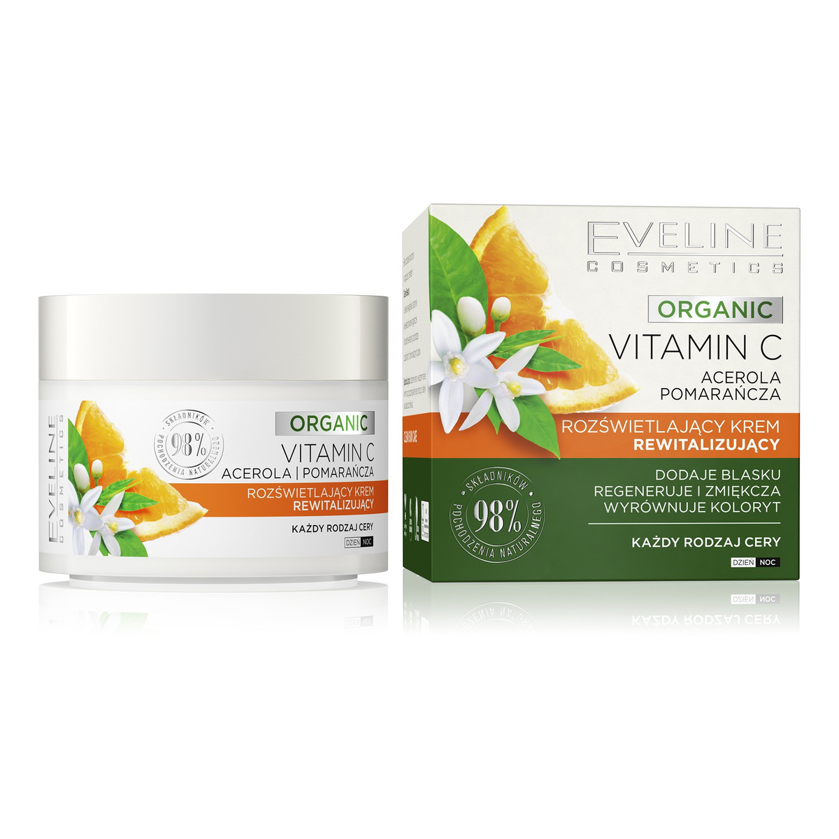 Eveline Organic Vitamin C Rozświetlający Krem rewitalizujący na dzień i noc - każdy rodzaj cery 50ml