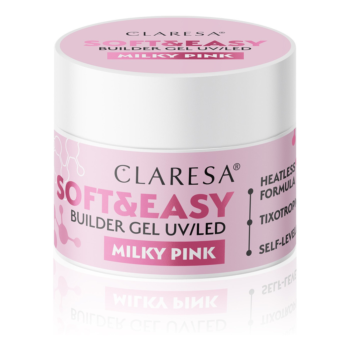 Claresa Żel budujący do paznokci soft&easy builder-milky white 45g