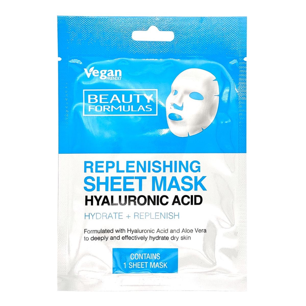 Beauty Formulas Replenishing sheet mask wypełniająca maska z kwasem hialuronowym w płacie 1szt