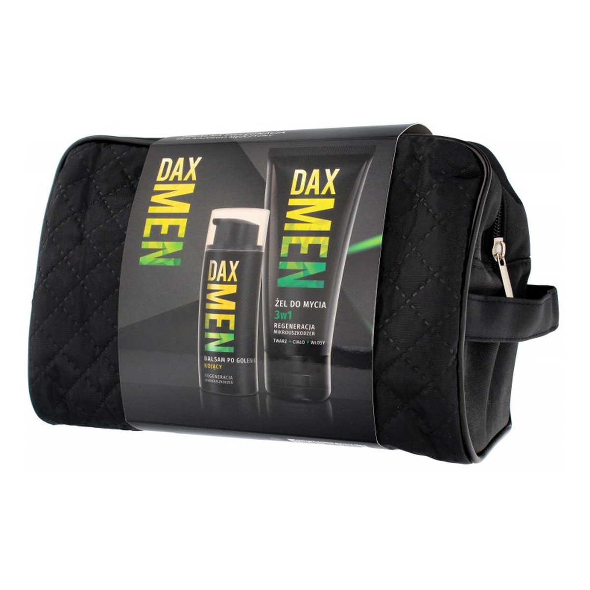Dax Zestaw żel do mycia twarzy ciała i włosów 3w1 180ml + kojący balsam po goleniu 100ml + kosmetyczka