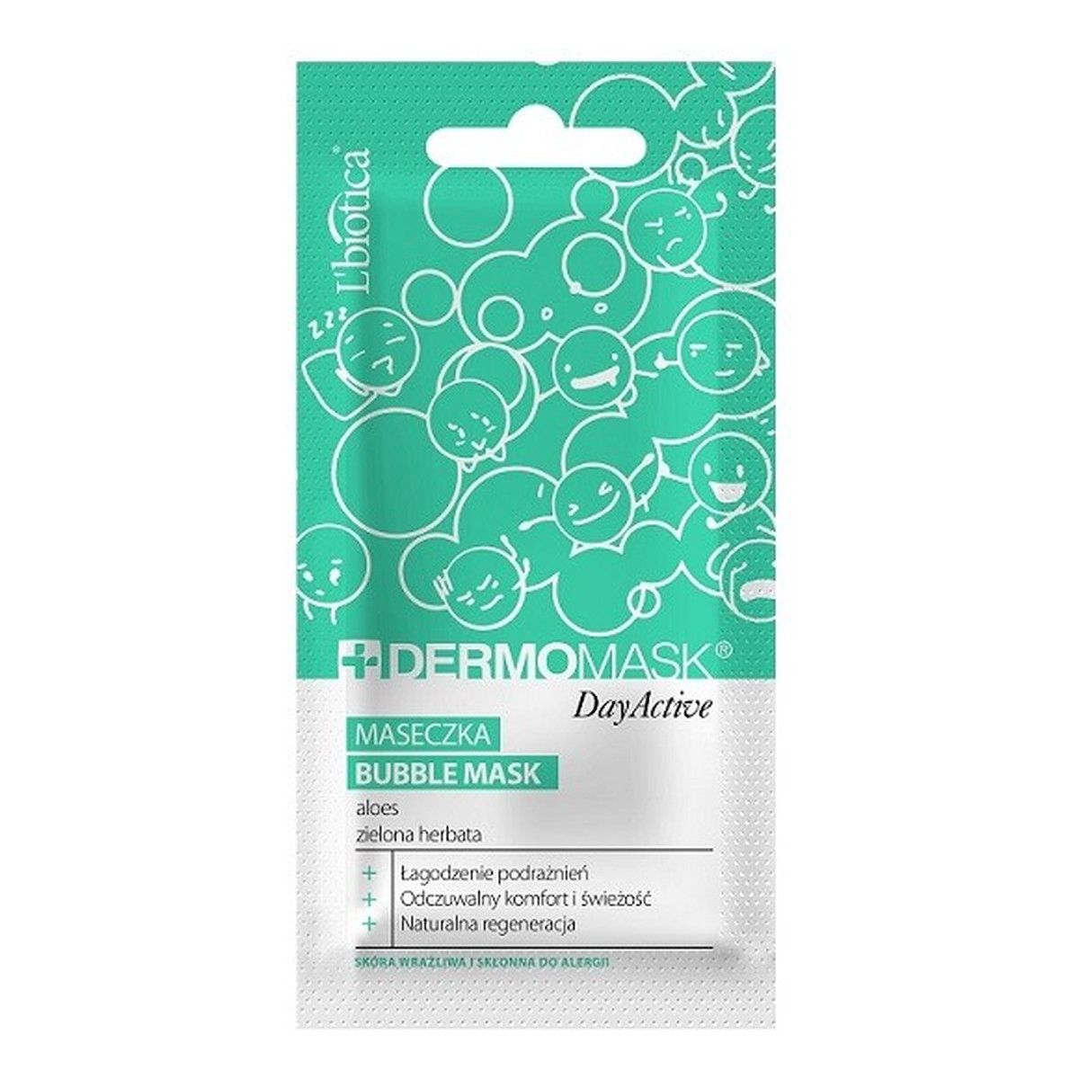 Lbiotica / Biovax Dermomask Day Active Maseczka bąbelkowa na twarz - aloes & zielona herbata 10ml