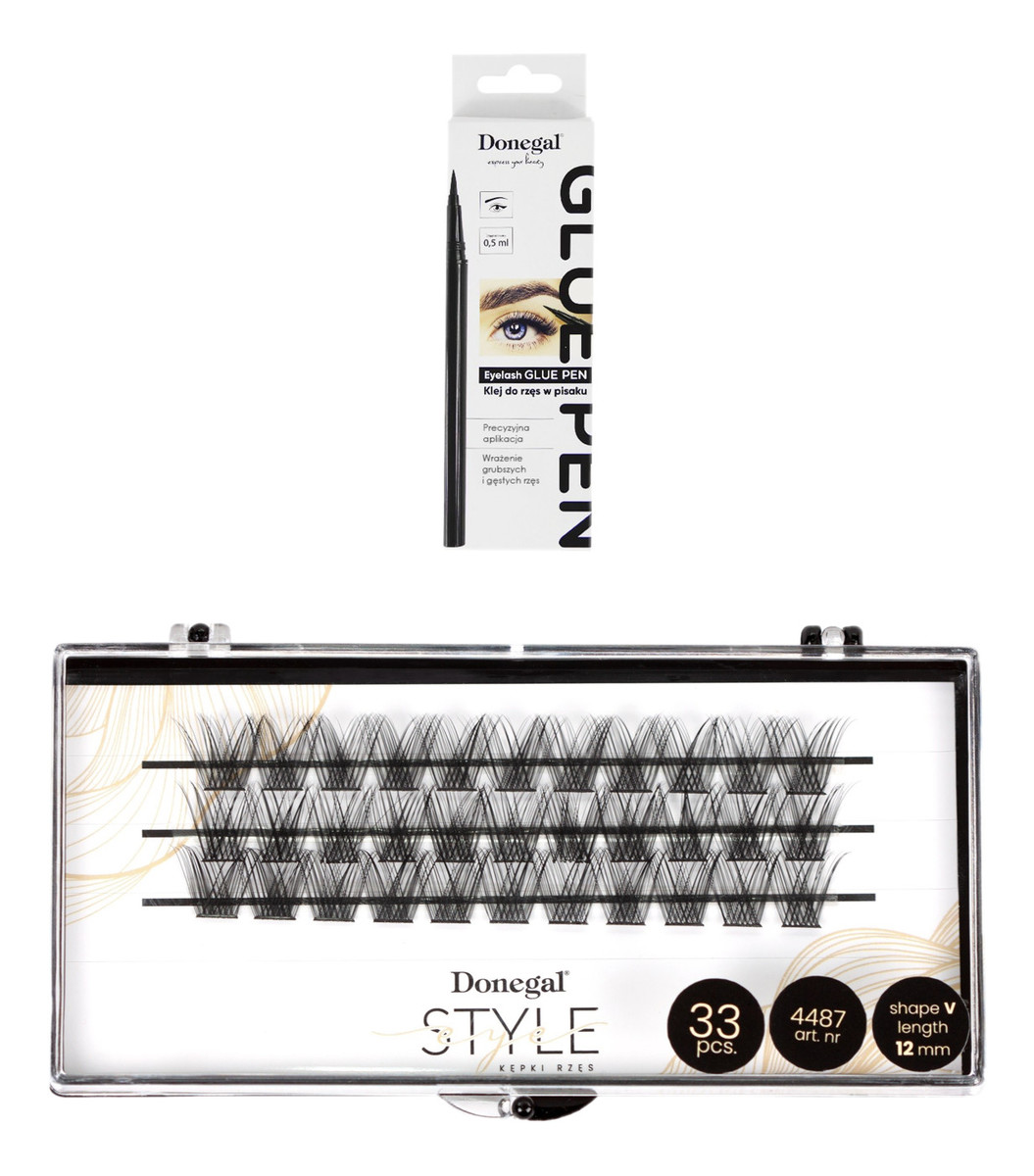 Sztuczne rzęsy kępki v-eye-style mix 9-11-13mm (4484) + Klej w pisaku