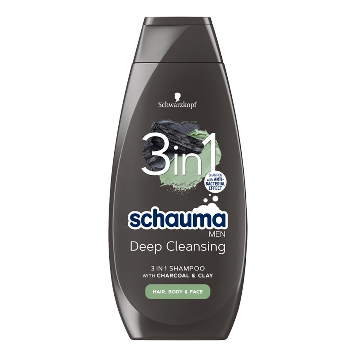 Schauma Men charcoal 3in1 shampoo szampon dla mężczyzn do włosów twarzy i ciała z węglem i glinką 400ml