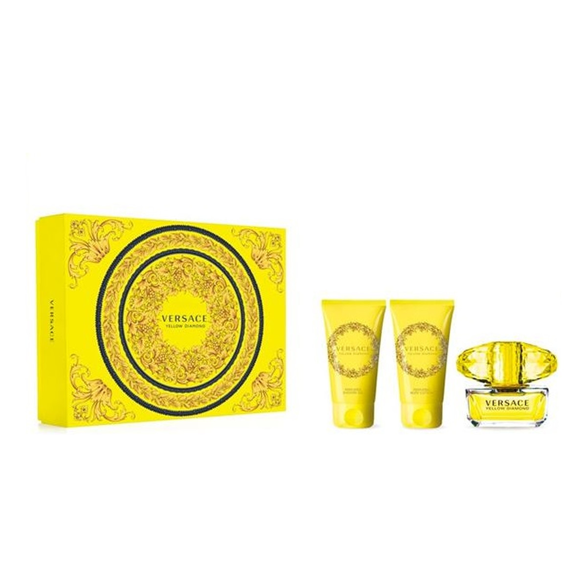 Versace Yellow Diamond Zestaw woda toaletowa spray 50ml + balsam do ciała 50ml + żel pod prysznic 50ml