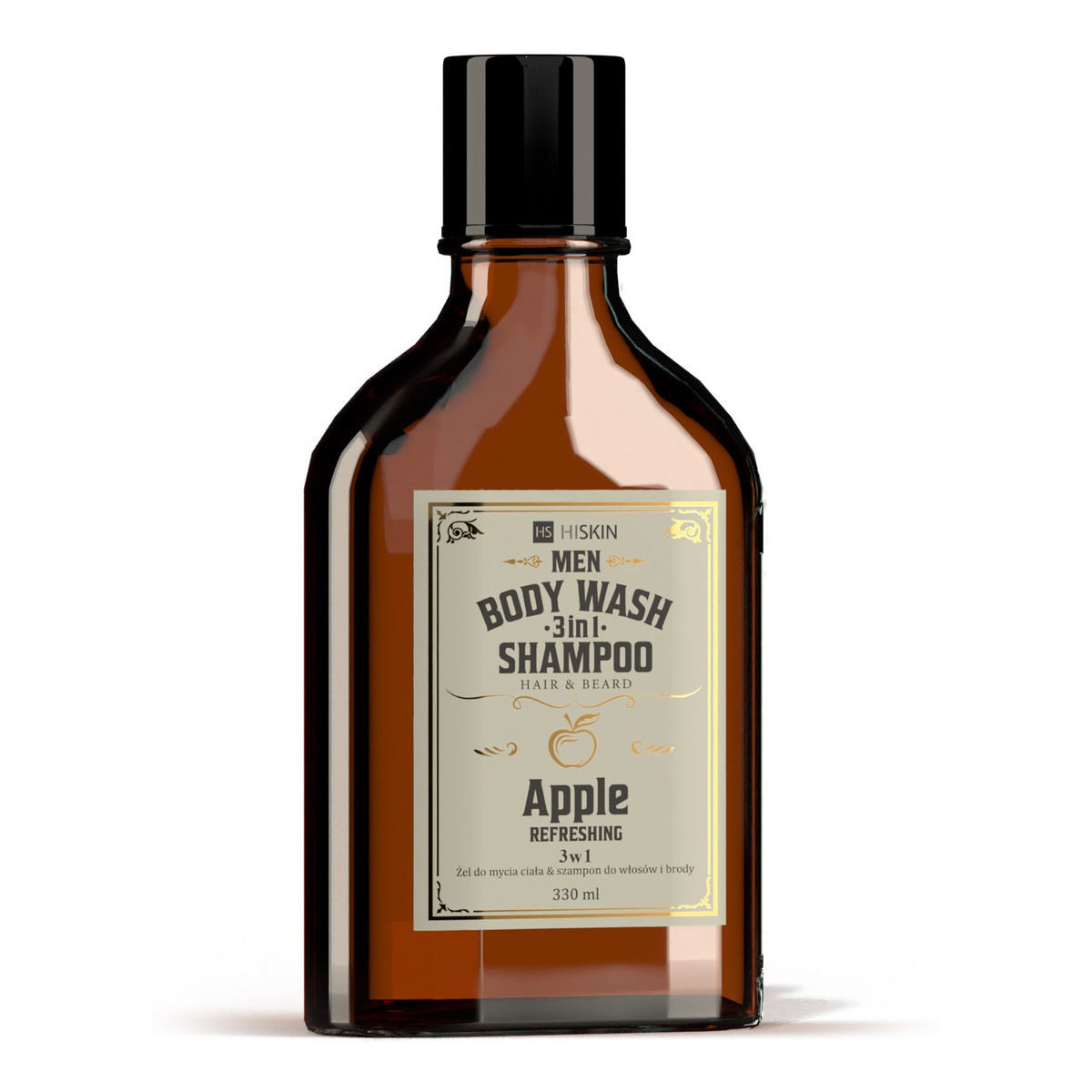 Hiskin Men whisky Żel do mycia ciała i szampon do włosów i brody 3w1-apple 330ml