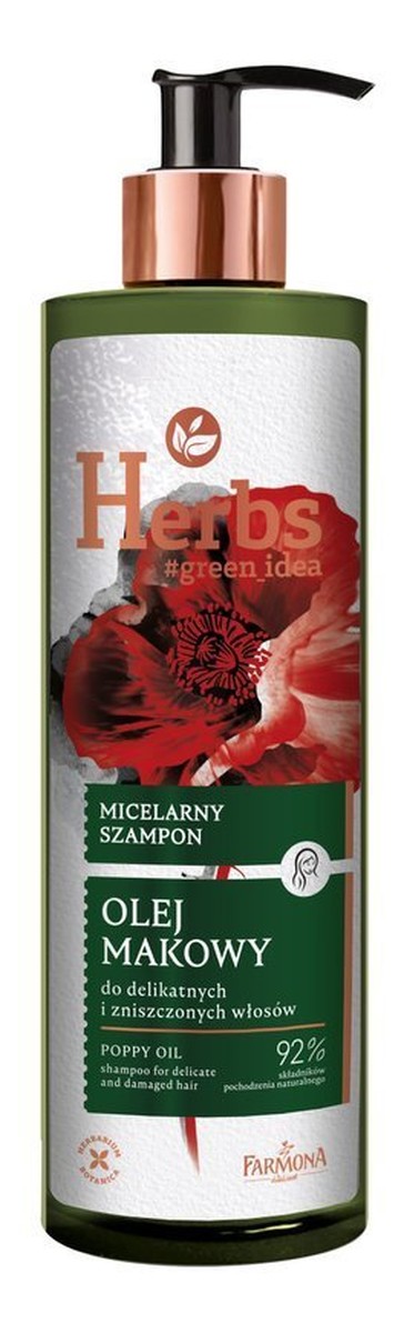 Micelarny Szampon do włosów delikatnych i zniszczonych - Olej Makowy