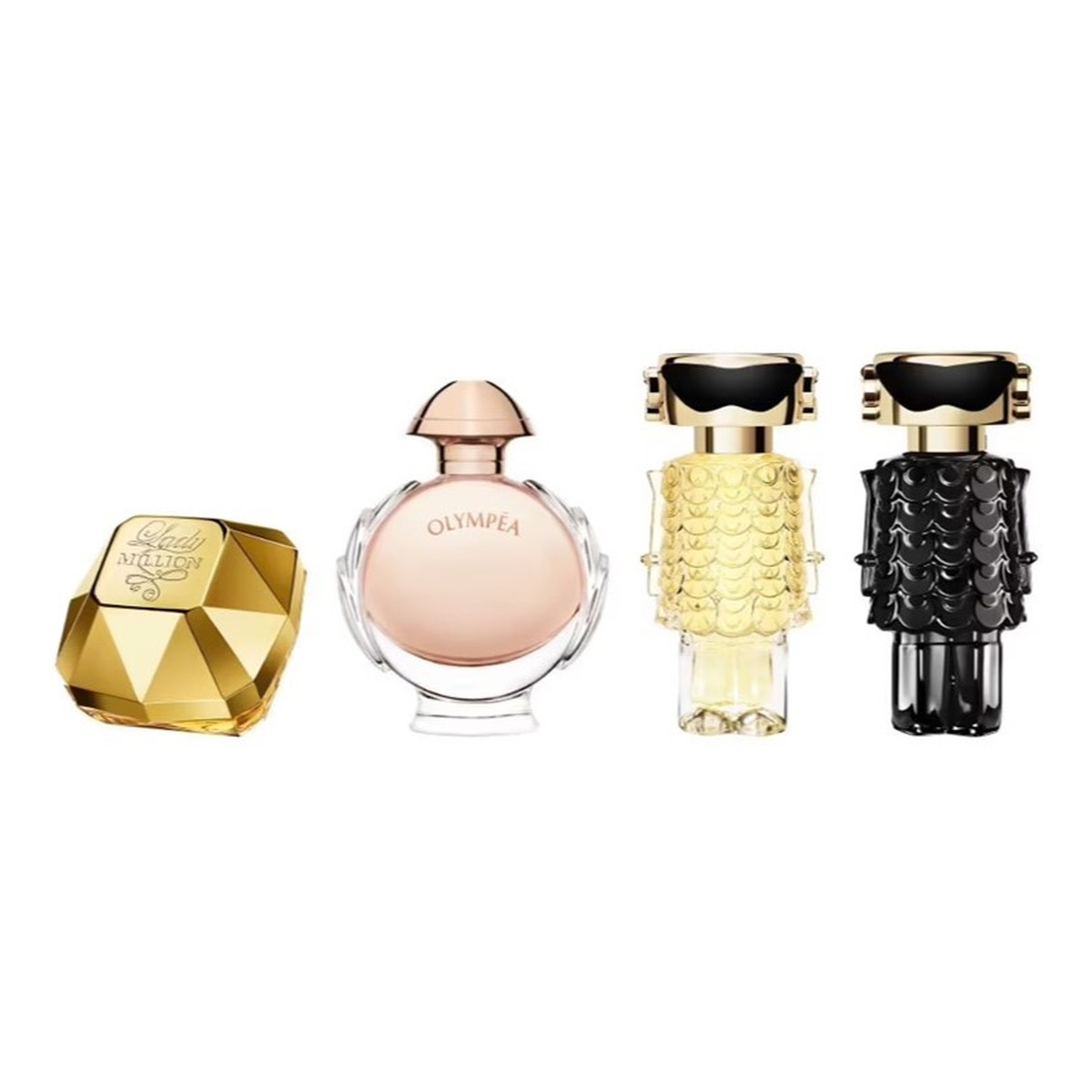 Paco Rabanne Miniature Gift Set Zestaw lady million woda perfumowana 5ml + olympea woda perfumowana 6ml + fame woda perfumowana 4ml + fame perfumy 4ml