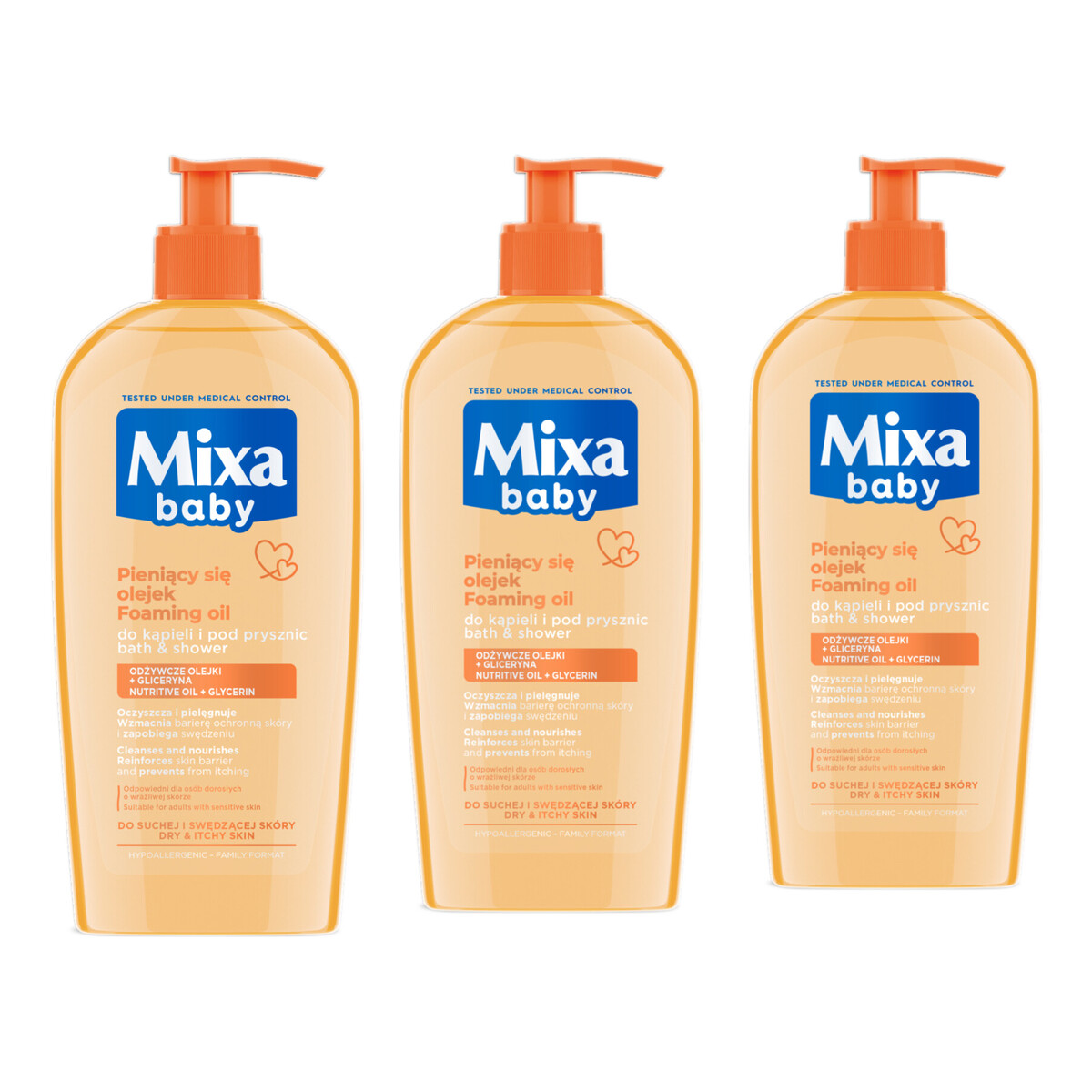Mixa Baby Delikatny Płyn Do Kąpieli i Mycia z Olejkiem 3x400ml