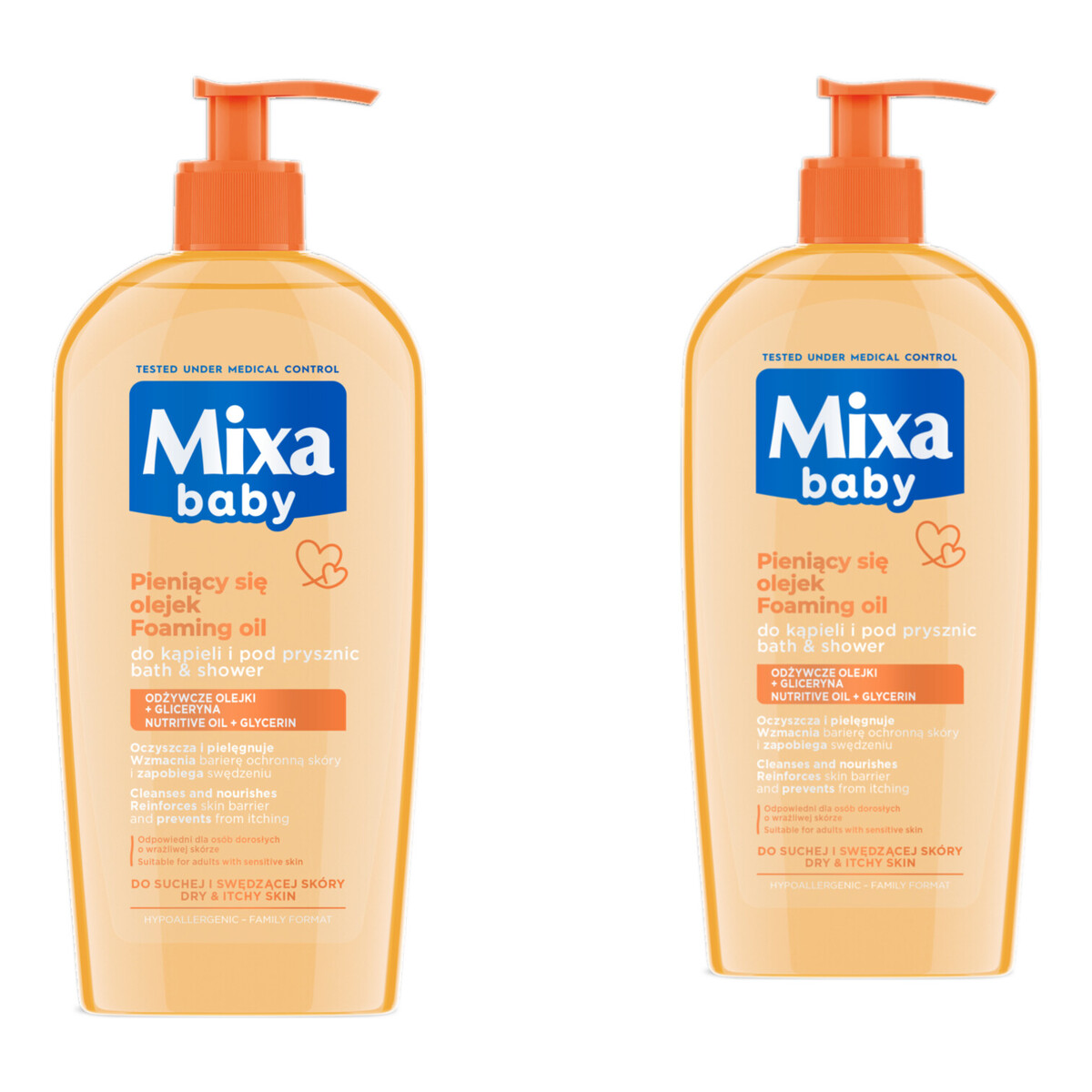 Mixa Baby Delikatny Płyn Do Kąpieli i Mycia z Olejkiem 2x400ml