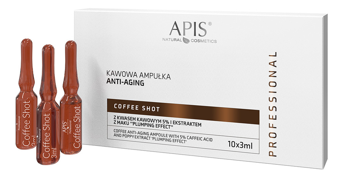 Kawowa ampułka Anti-Aging z kwasem kawowym i ekstraktem maku Plumping Efec 10x3,5 ml