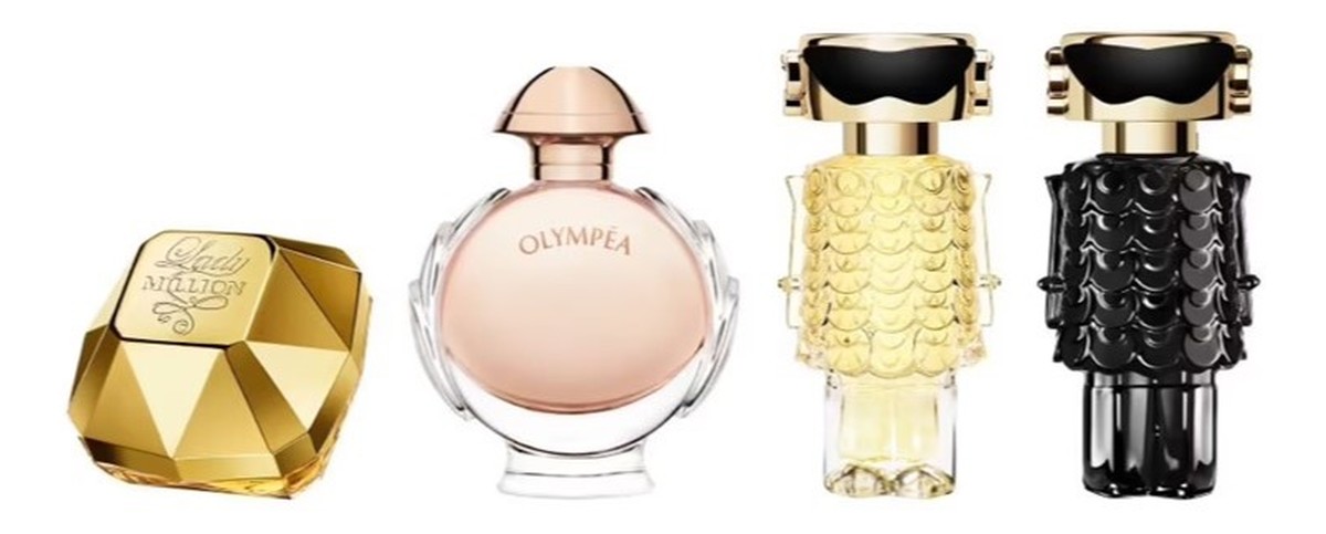 Zestaw lady million woda perfumowana 5ml + olympea woda perfumowana 6ml + fame woda perfumowana 4ml + fame perfumy 4ml