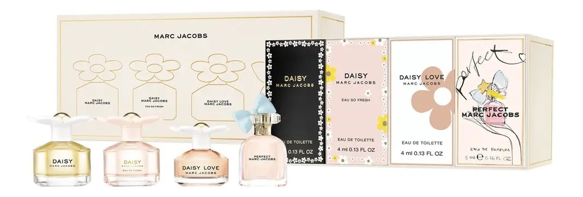 Zestaw daisy woda toaletowa 4ml + daisy eau so fresh woda toaletowa 4ml + daisy love woda toaletowa 4ml + perfect woda perfumowana 5ml