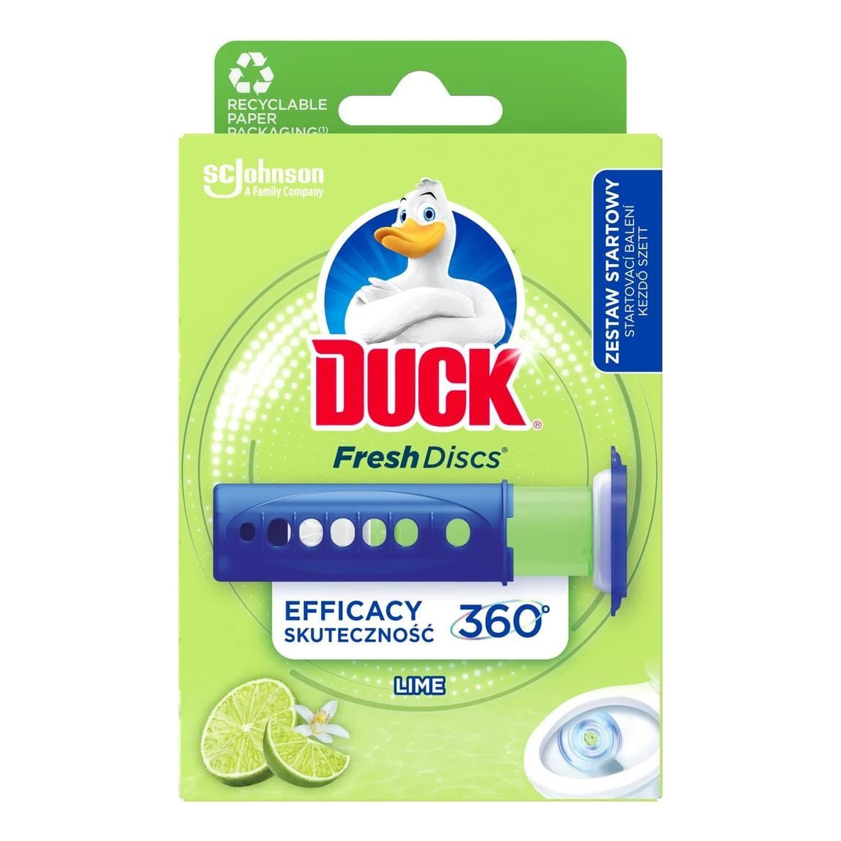 Duck Fresh Discs Żelowe Krążki do wc z aplikatorem Lime 6szt. 36ml