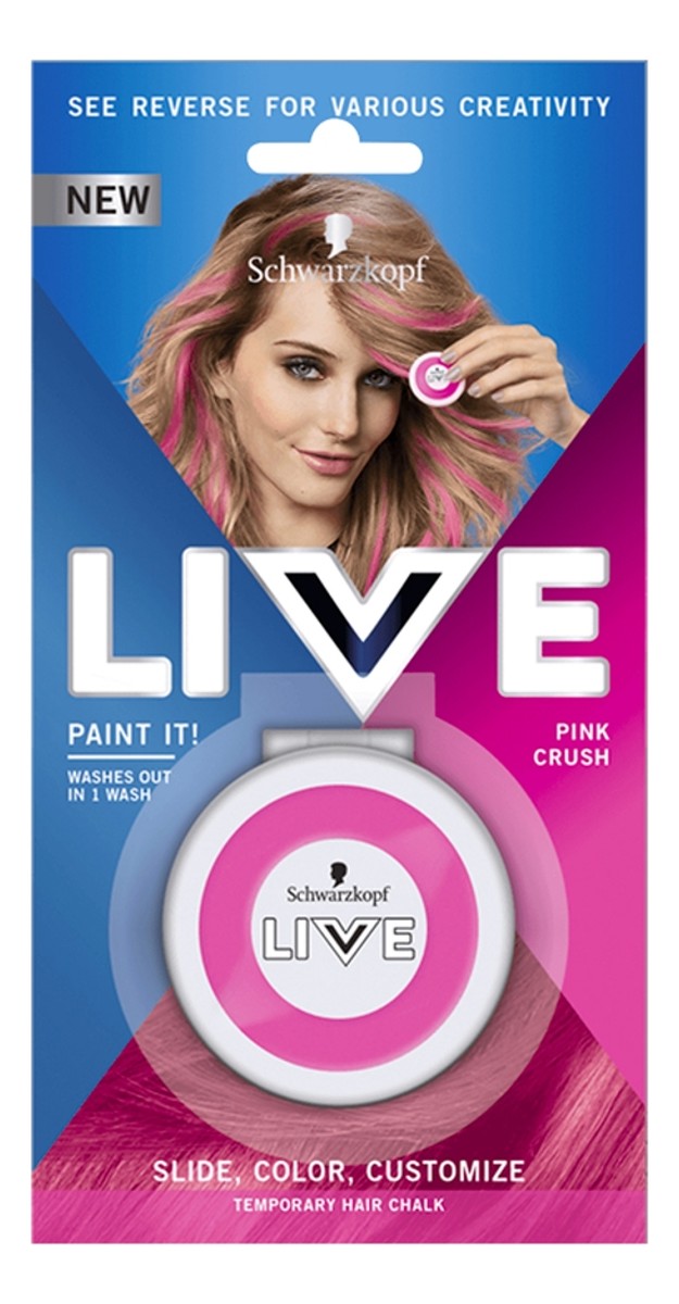 Live paint it! zmywalna kreda do włosów pink crush