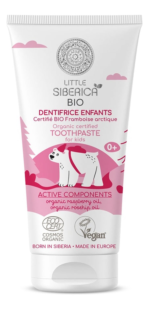 Little siberica organic certified toothpaste for kids organiczna pasta do zębów dla dzieci z arktyczną maliną 0+ 60g
