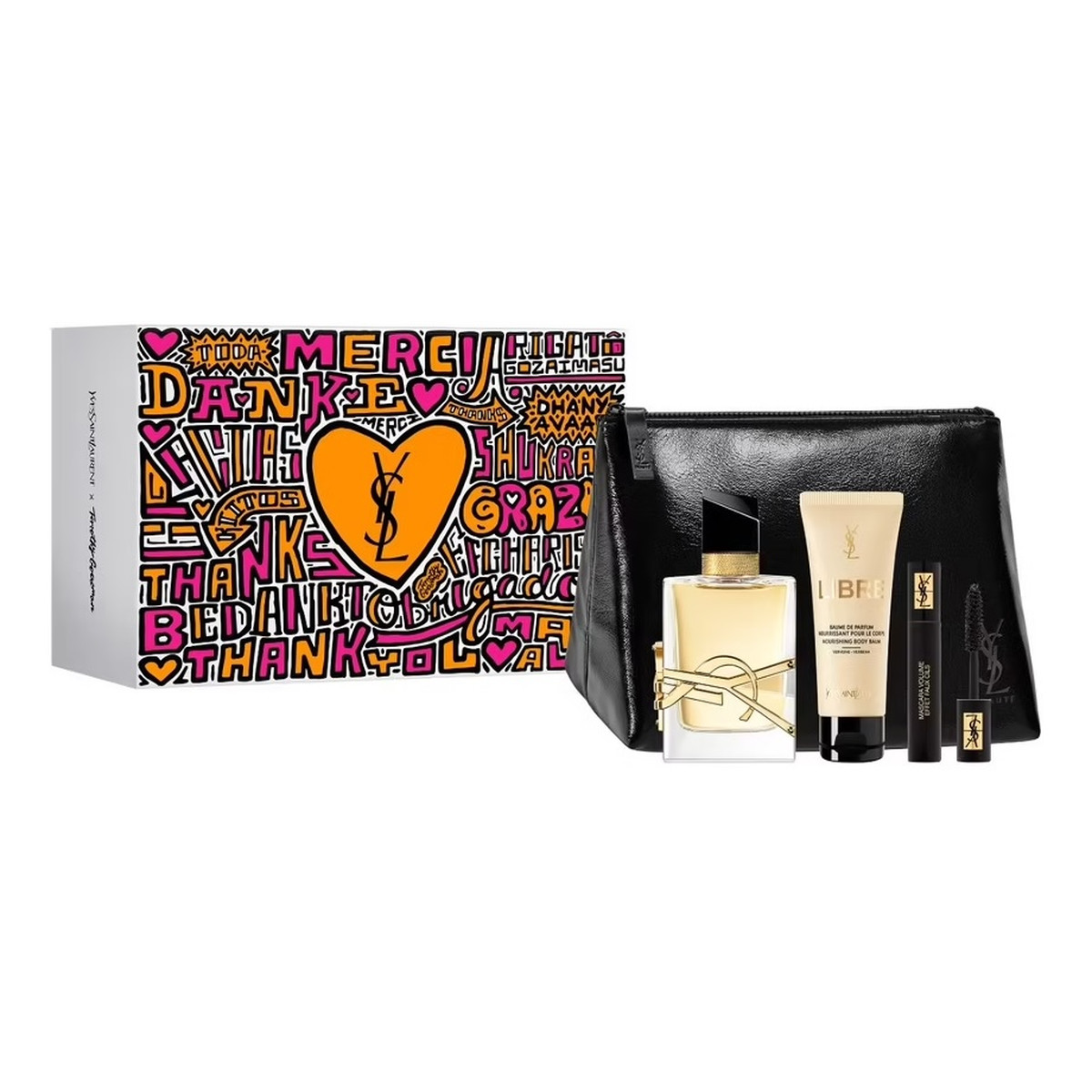 Yves Saint Laurent Libre Pour Femme Zestaw woda perfumowana spray 50ml + balsam do ciała 50ml + volume effet faux cils mini tusz do rzęs 2ml + kosmetyczka