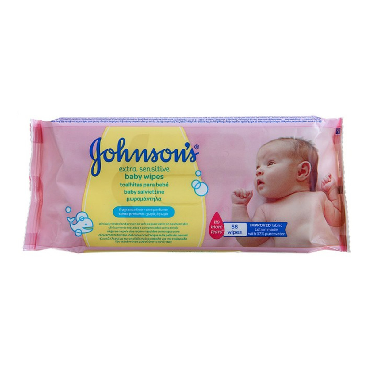 Johnson & Johnson Baby Wipes Extra Sensitive łagodne chusteczki oczyszczające dla niemowląt 56szt