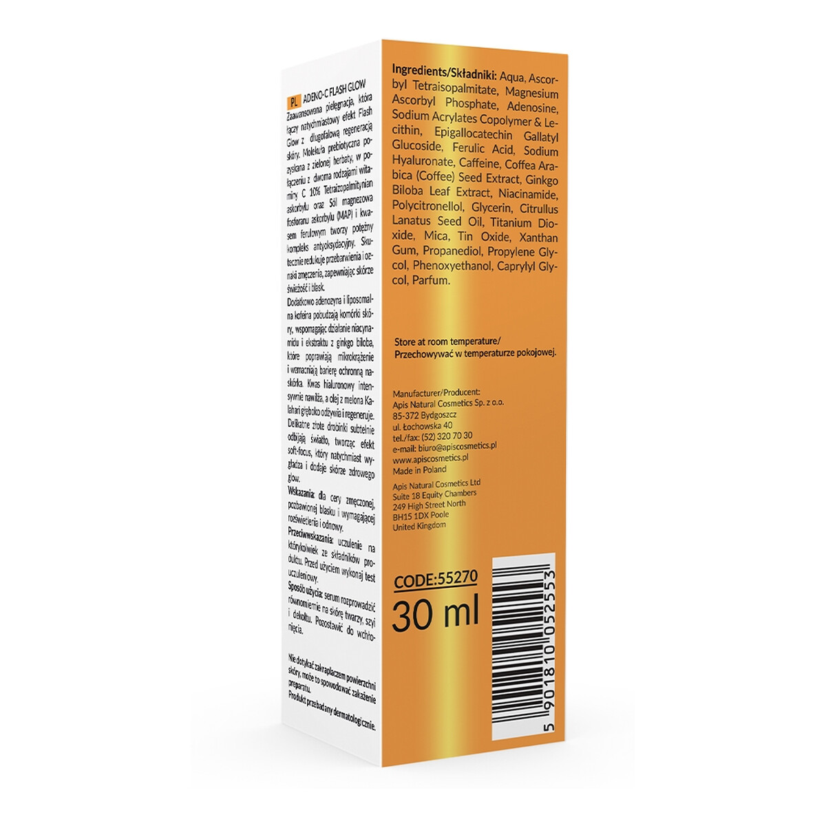 Apis ADENO-C Flash Glow HOME TERAPIS Rozświetlające serum do twarzy z witaminą C i kwasem ferulowym 30ml