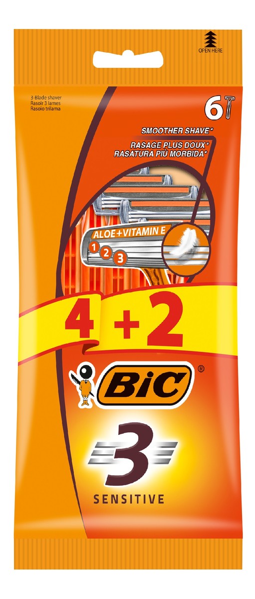 Bic maszynki do golenia dla mężczyzn 3 ostrzowe sensitive 1op.-6szt(4+2 gratis)