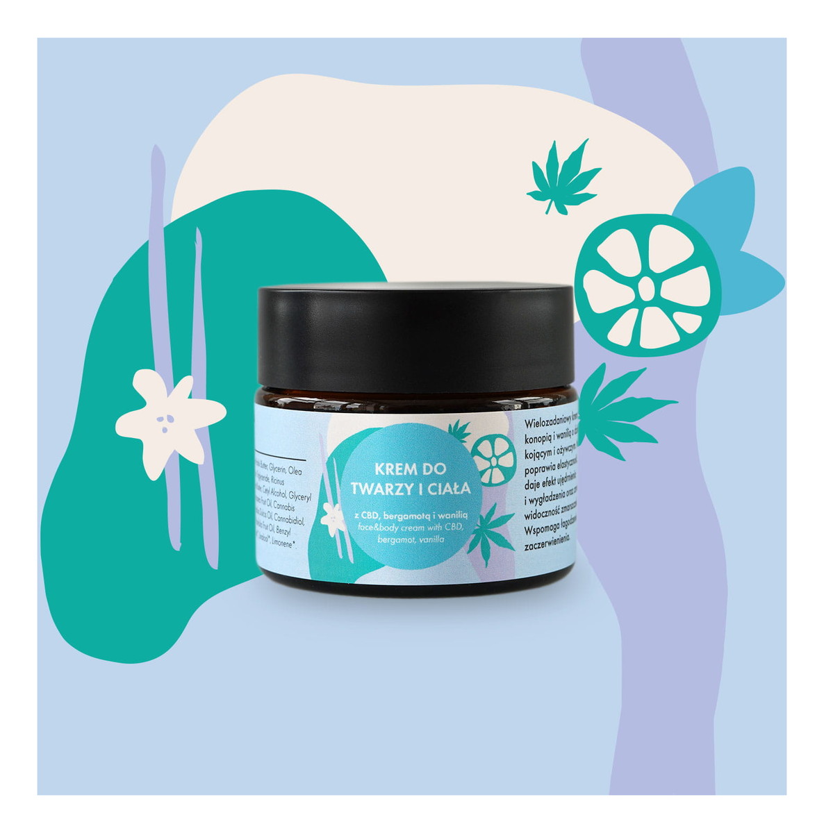 Krem do twarzy i ciała z CBD bergamotą i wanilią