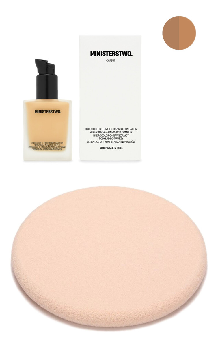 Naturalny podkład do twarzy Cinnamon Rol (60) + Donegal Gąbeczka do podkładu lateksowa