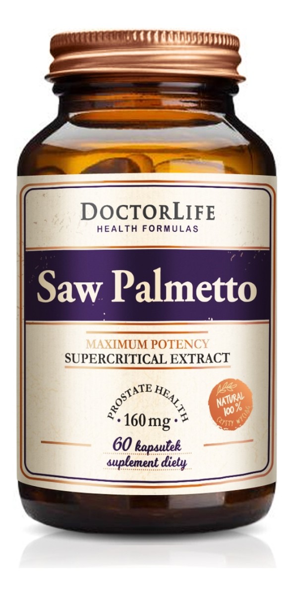Saw palmetto ekstrakt z owoców palmy sabałowej 160mg suplement diety 60 kapsułek