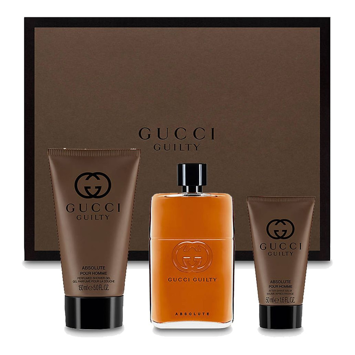 Gucci Guilty Absolute Pour Homme zestaw( woda perfumowana 90ml + balsam po goleniu 50ml + żel pod prysznic 150ml)