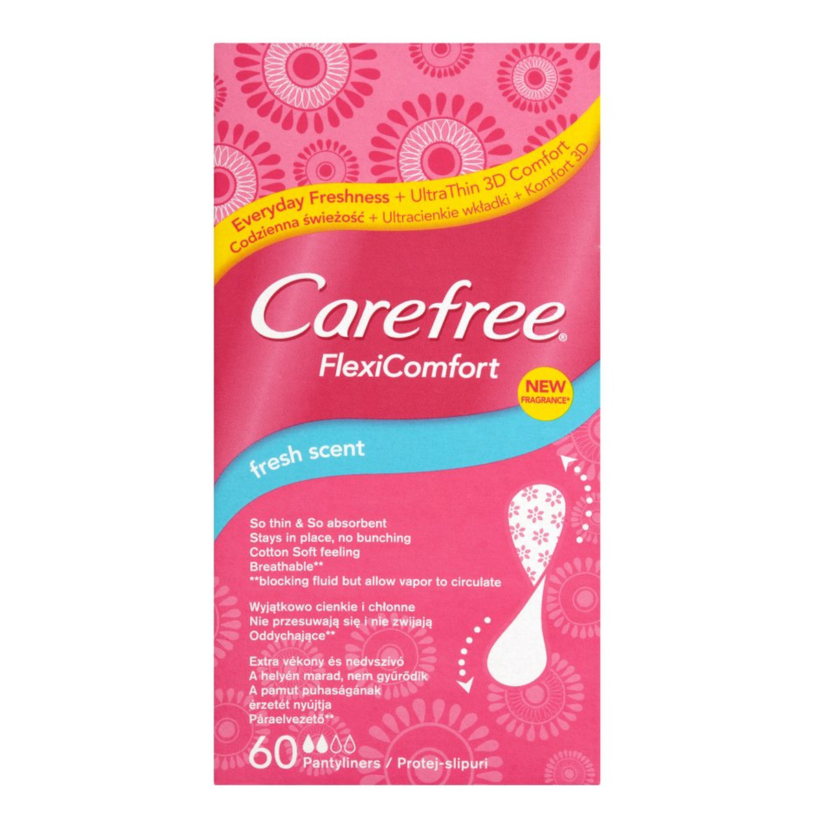 Carefree Flexi Comfort Fresh Scent Wkładki higieniczne 60szt.