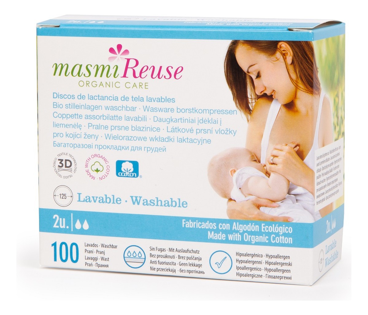 Reuse organic care wkładki laktacyjne wielorazowe z bawełny organicznej 2szt