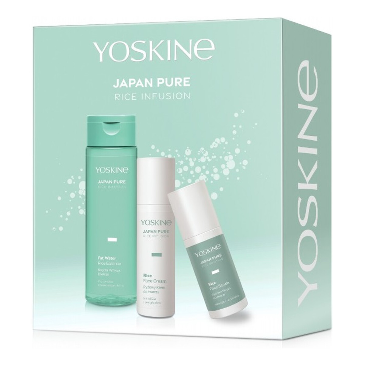 Yoskine Japan Pure Rice Infusion Zestaw ryżowe serum do twarzy 30ml + ryżowy krem do twarzy 50ml + bogata ryżowa esencja do twarzy 200ml