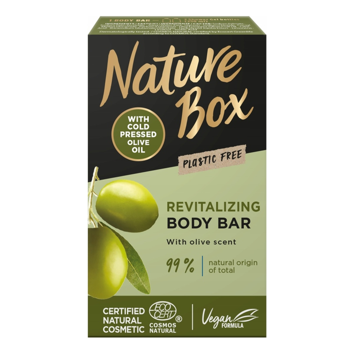 Nature Box Revitalizing body bar rewitalizująca kostka myjąca do ciała olive 100g