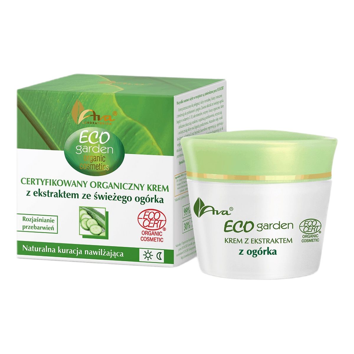 Ava Laboratorium Eco Garden certyfikowany organiczny Krem z ekstraktem ze świeżego ogórka 20+ 50ml
