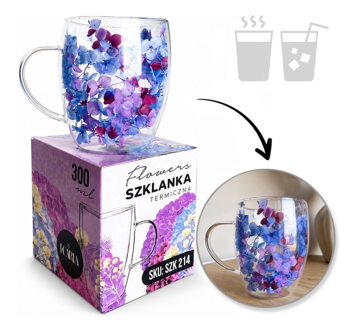 Szklanka termiczna Niebieski/bordo