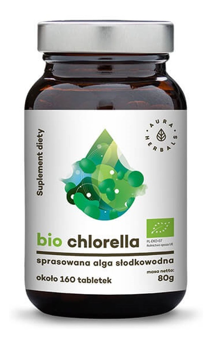 Suplement diety sproszkowana alga słodkowodna Bio Chlorella 160 Tabletek