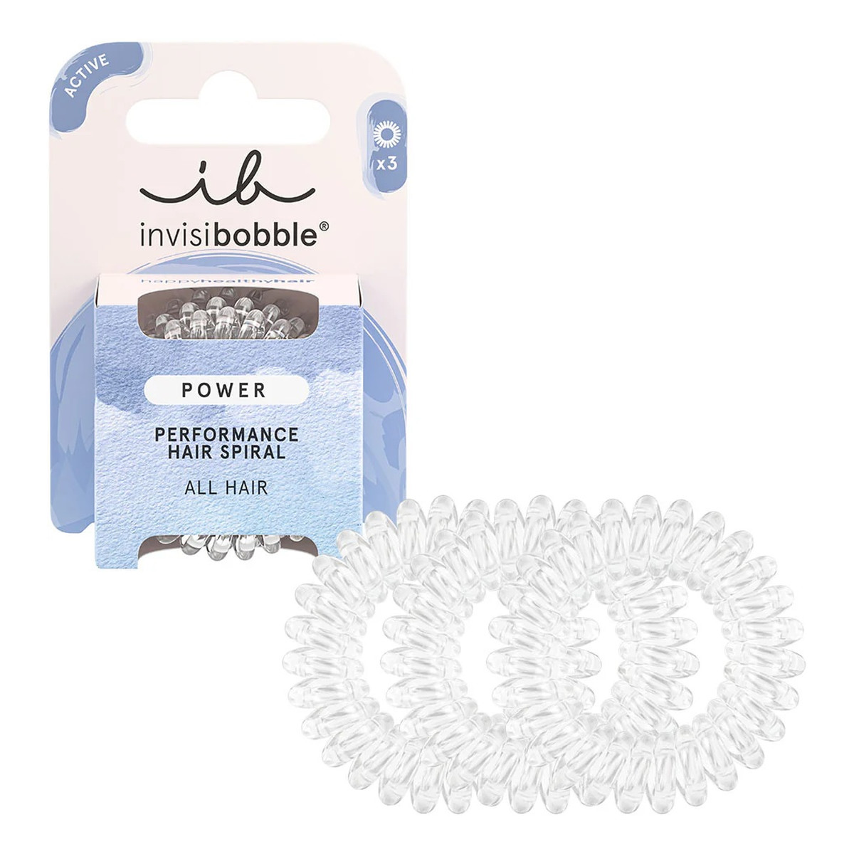 Invisibobble Power Active gumka do włosów spiralna Crystal Clear 3szt.