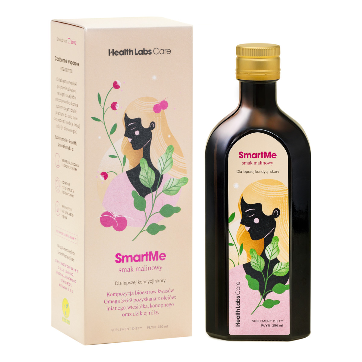 HealthLabs Smartme suplement diety poprawiający kondycję skóry malina 250ml