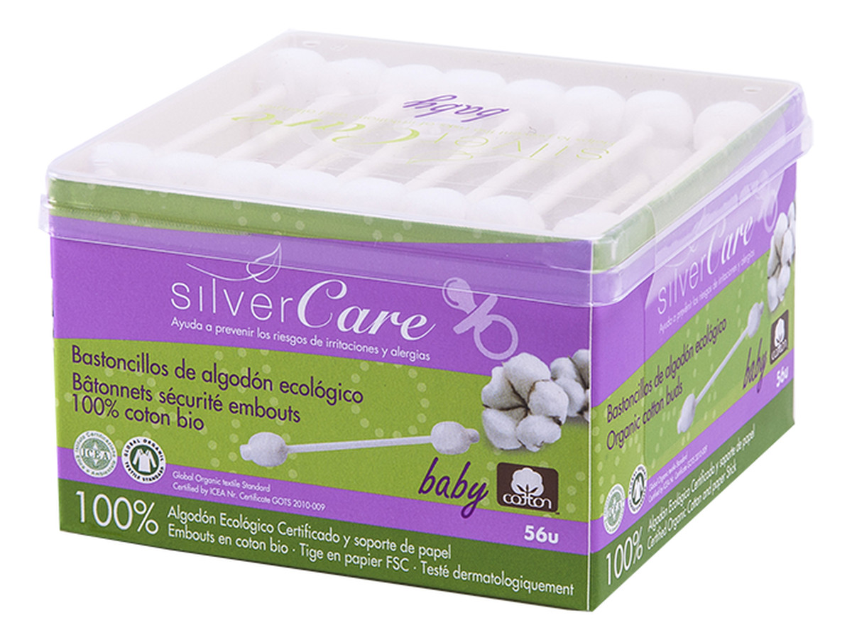 Patyczki higieniczne do uszu z 100% organicznej bawełny dla niemowląt i dzieci 56szt
