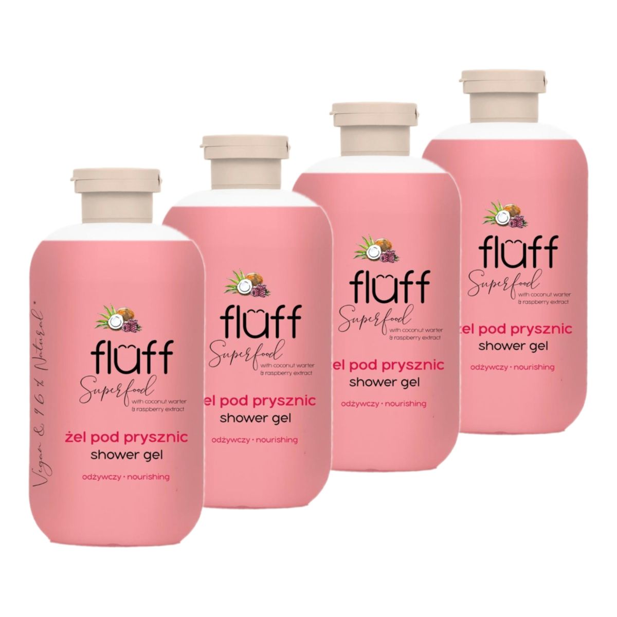 Fluff Żel pod prysznic Kokos i Malina 4x500ml