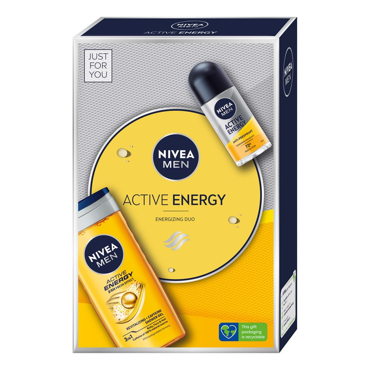 Nivea Men Zestaw prezentowy Active Energy deo roll-on + żel pod prysznic