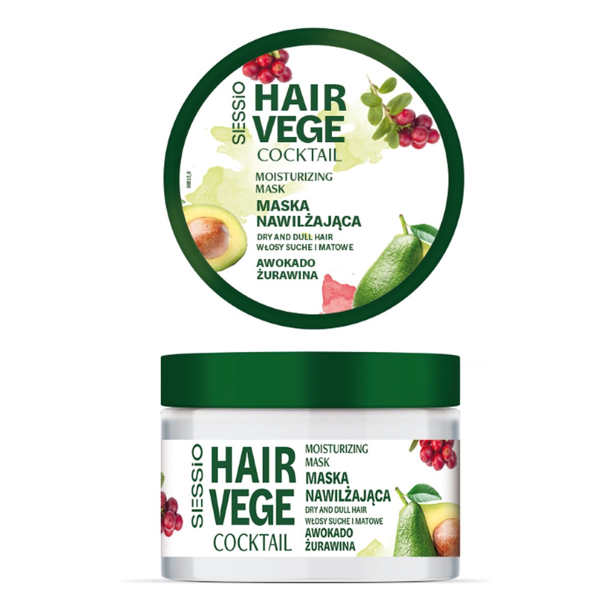 Sessio Hair Vege Coctail Maska nawilżająca z awokado i żurawiną 250ml