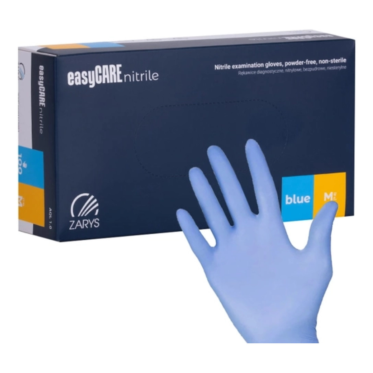 Zarys EasyCare Nitrile Rękawice diagnostyczne Nitrylowe bezpudrowe niesterylne niebieskie M 100szt.