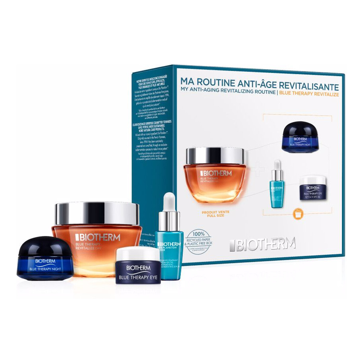 Biotherm Anti-Aging Revitalizing Routine Zestaw Blue Therapy Revitalize Day + Blue Therapy Revitalize Night + Blue Therapy Revitalize Eye + Life Plankton Regeneration Serum Elixir