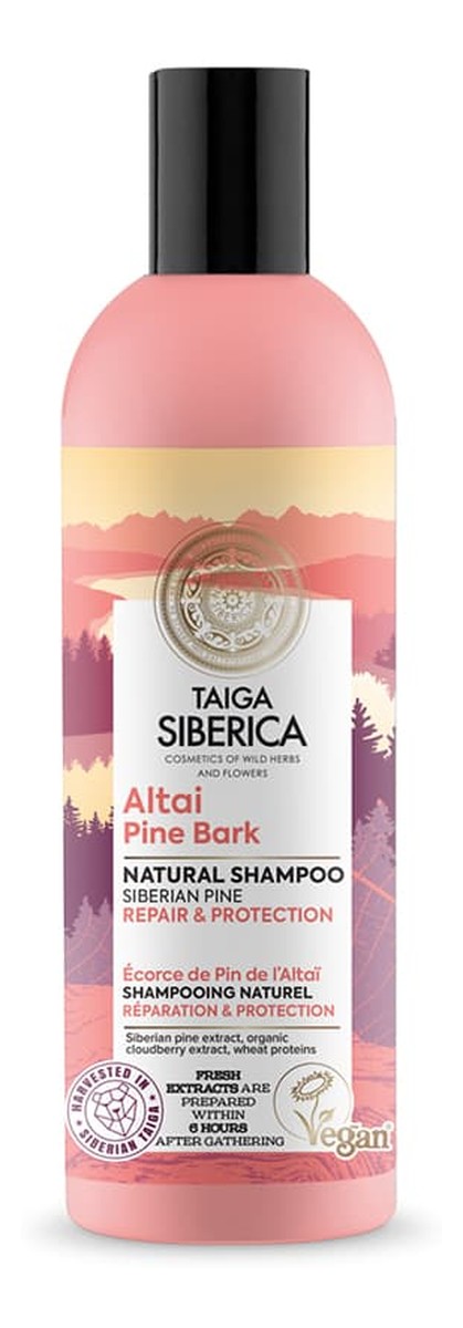 Taiga siberica altai pine bark wegański szampon do włosów z ałtajską sosną odbudowa i ochrona