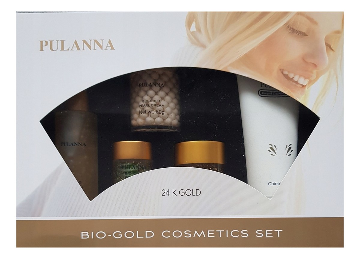 Zestaw kosmetyków Krem ze złotem + Żel ze złotem pod oczy + Mleczko oczyszczające do twarzy + Krem perłowy ze złotem + Tonik ze złotem